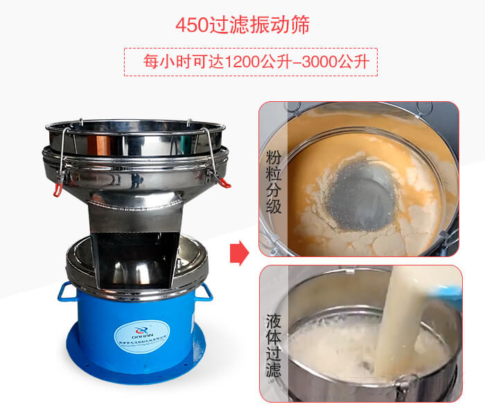 450過濾振動(dòng)篩粉狀，液體物料篩分過濾展示圖